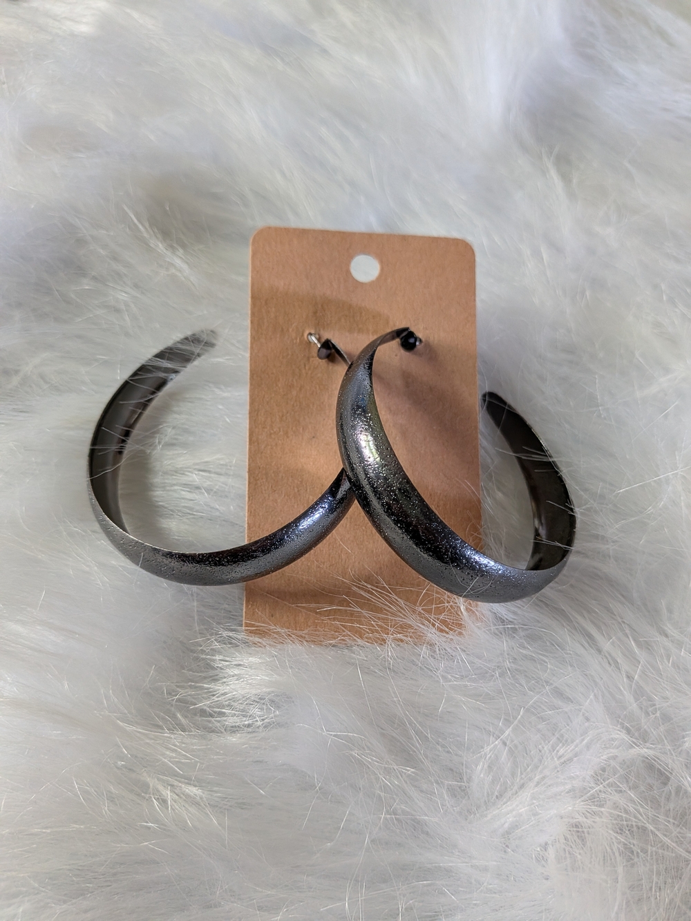 Sleek Shimmer Gunmetal Hoop Earrings - Women Jewelry Earrings